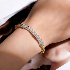 Bracelet en or blanc plaqué moissanite de toutes les tendances, chaîne cubaine pour hommes et femmes, bracelets de charme pour soirée - Product Image 4