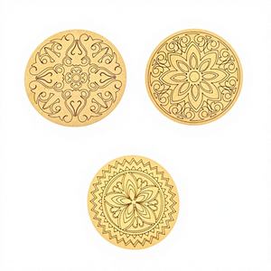 Juego de Posavasos de Bambú con Diseño de Mandala, Flor de Loto Grabada con Láser, Ecológicos, Estilo Suroeste, 4/6 Piezas, Arte Personalizado - Product Image 1