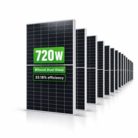 Panneau solaire HJT N-Type 720W à double verre bifacial, résistant aux températures élevées et basses, 23,18 %, pour la complémentarité agricole-photovoltaïque