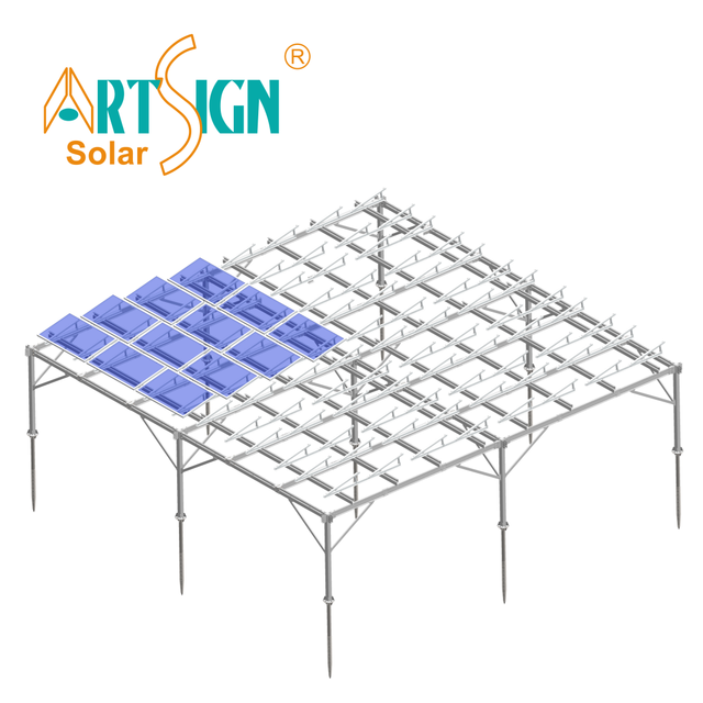 Art Sign Farm Cart Working Beneath Solar Mounting System with Carbon Steel Ground for PV Panel Mount Structure Roofs Farm Fences