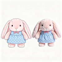Peluche Lapin Mignon à Longues Oreilles Tendance, Esthétique Kawaii, Douce et Rembourrée avec Robe, Idéale pour la Revente