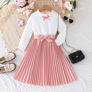 Factory Wholesale Children's Elegant Party Dress Fashion <b>Patchwork</b> Pleated <b>Skirt</b> Shirt for Girls 3-8 Years Old for Autumn - Product Image 2