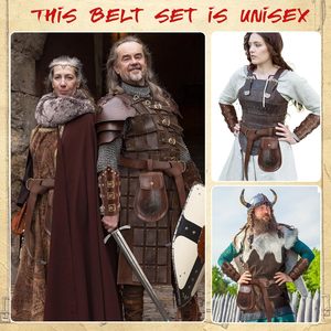 JoyFuncos Accesorios de Disfraces Medievales, Bolsa de Cuero para Cinturón, Brazaletes Unisex de Estilo Vintage para Disfraces de Pirata y Caballero Renacentistas - Product Image 4