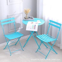 Ensemble de 3 pièces de bistrot à bas prix ensemble de meubles de patio de grande capacité de charge table française pliable de balcon en métal et 2 chaises pour l'extérieur