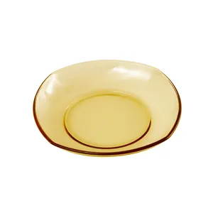 Квадратная тарелка янтарного цвета из боросиликатного стекла для ужина, подходит для микроволновой печи и посудомоечной машины