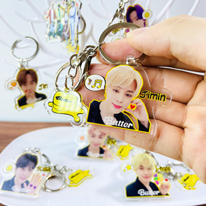 Venta al por mayor de accesorios para ídolos: Nuevo llavero acrílico de la canción Butter, colgante decorativo de apariencia creativa - Product Image 3