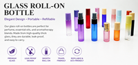 Flacon roll-on en verre pour huile essentielle, 10 ml, rose dégradé, avec bouchon et bille roses, pour sérum de soin de la peau