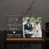 Affichage personnalisé de photo de mariage, cadre photo acrylique avec lumière LED, cadeaux de mariage personnalisés