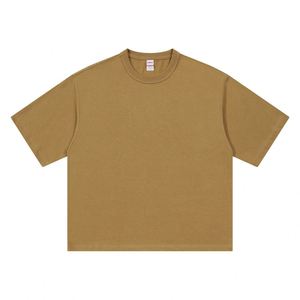 Haute qualité taille européenne 270 grammes Super goutte épaule Triple aiguille coton lourd col rond ample grande taille boîte t-shirt - Product Image 5