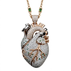 Colgante de Moissanita con Forma de Corazón Anatómico, Micro Pavé con Aspecto de Diamante, Chapado en Rodio, Joyería de Moda, Regalo - Product Image 3