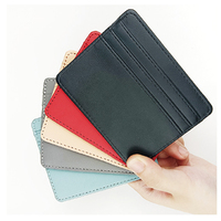 Grosir dompet kulit Pu penyimpan kartu kredit, dompet pria, kulit Pu, penyimpan kartu kredit Id bisnis, Logo kustom, anyam, untuk pria
