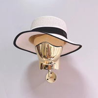 Nuevo Maniquí de Plástico Brillante con Cabeza Cromada para Exhibición de Sombreros en Pared