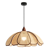 Lustre en rotin tressé à la main en forme de pétale, lampe suspendue LED en osier naturel, style côtier, pour salle à manger, décoration tropicale