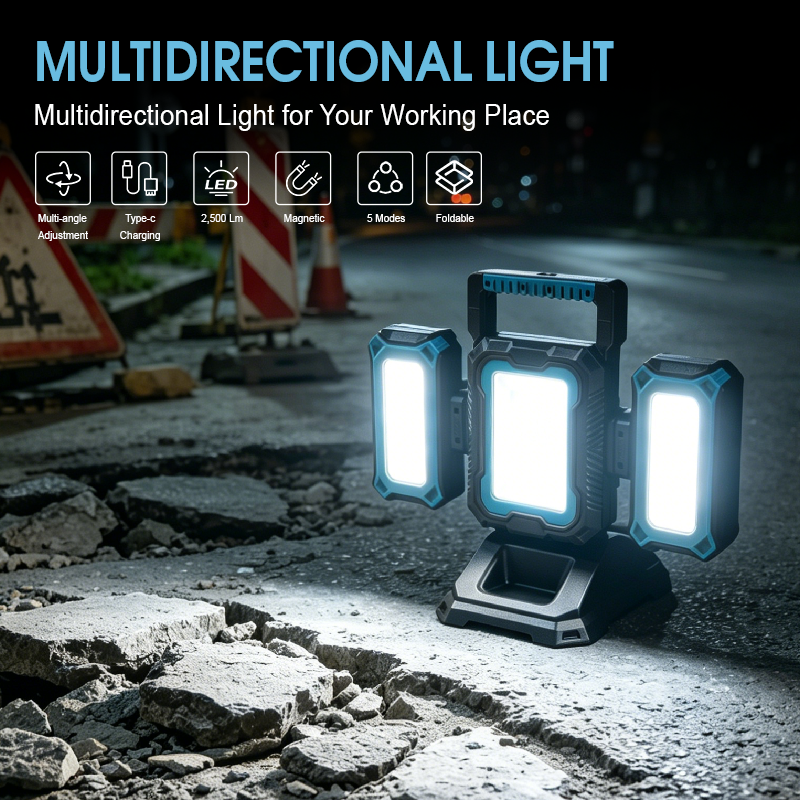 Portable Rechargeable Work Light, 2500 Lumens,4400mAh USB-C Battery 360° Rotatable Magnetic Work Light, 4 Lighting Modes