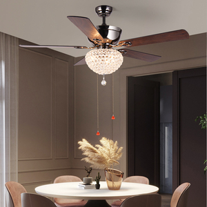 Customized Design Crystal Lamp <strong>Pull</strong> Chain Control Modern Decorative Lighting Ceiling Fan With <strong>Light</strong> - Product Image 2