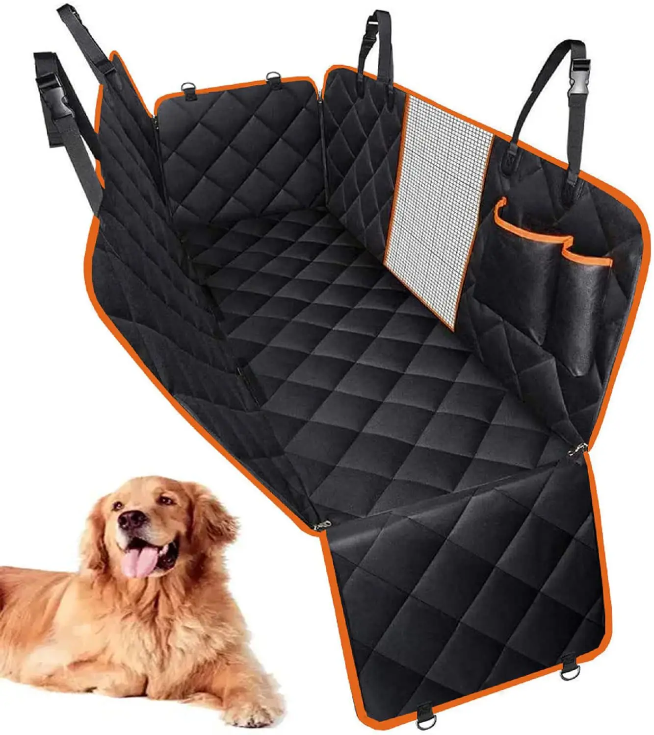 Rede extensora de assento traseiro para cães, capa à prova d'água para assento de carro com janela de malha, protetor de assento traseiro para animais de estimação