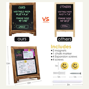 Pizarra de madera con soporte, tablero de mensajes de escritorio para cafetería, hogar, aprendizaje infantil, marco de madera de una sola cara - Product Image 4