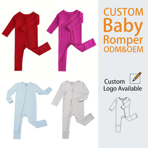 Vente chaude, fermeture éclair <span class=keywords><strong>en</strong></span> fibre de bambou de couleur unie pour style décontracté, barboteuse pour bébé garçon et fille, longue barboteuse d'escalade ODM 0-18 mois - Product Image 2