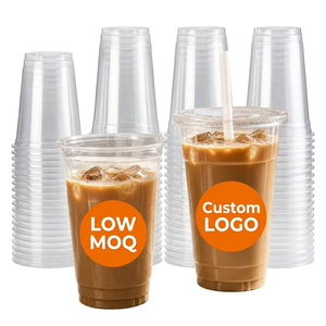 Custom Printed Single Wall Clear PET <b>Cold</b> Drink <b>Cups</b> with Lids Disposable 8oz-24oz for Bubble Tea Juice Coffee & Beverage - Product Image 1