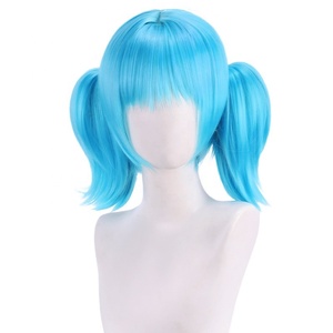 Venta al por mayor 30cm corto azul <span class=keywords><strong>Sally</strong></span> cara peluca Cosplay sintético Anime Halloween fiesta resistente al calor Cola de Caballo peluca - Product Image 2