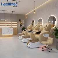 Mobilier de salon haut de gamme, bac à cristaux, lumière LED multicolores, chaise de pédicure de luxe dorée