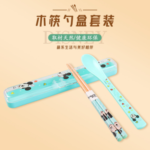 Juego <span class=keywords><strong>de</strong></span> palillos y cuchara <span class=keywords><strong>de</strong></span> bambú ecológicos <span class=keywords><strong>de</strong></span> <span class=keywords><strong>Disney</strong></span>, Accesorio clásico para volver a la escuela - Product Image 5