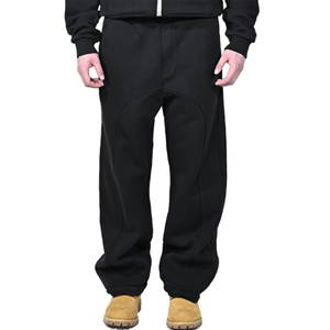 2025 vendita calda <span class=keywords><strong>pantaloni</strong></span> della tuta dritti solidi colori <span class=keywords><strong>neri</strong></span> larghi <span class=keywords><strong>pantaloni</strong></span> larghi in cotone elasticizzati in vita <span class=keywords><strong>con</strong></span> <span class=keywords><strong>tasche</strong></span> <span class=keywords><strong>laterali</strong></span> - Product Image 5