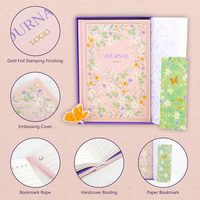 Ensemble cadeau de carnets en papier personnalisés, couverture rigide à fleurs, carnets A5 avec boîte