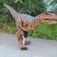 Costume de dinosaure T-Rex réaliste à plumes, avec jambes visibles, léger, flexible, taille personnalisable pour centres commerciaux et salles de jeux