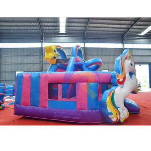 Château gonflable commercial licorne avec toboggan sec pour fêtes - Product Image 3