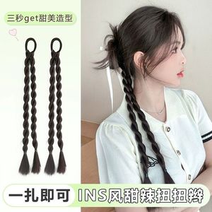 Extensiones de Cabello Trenzadas de Dos Hilos, Cola de Caballo Larga y Realista para Mujer, Material de Fibra Resistente a Altas Temperaturas - Product Image 4