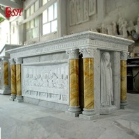 Table d'autel d'église en marbre personnalisée, Design sculpté à la main