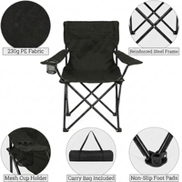 Chaise de camping portable, chaise de plage pliable, chaise de pique-nique d'extérieur avec accoudoirs et porte-gobelet pour le jardin, les voyages et les loisirs