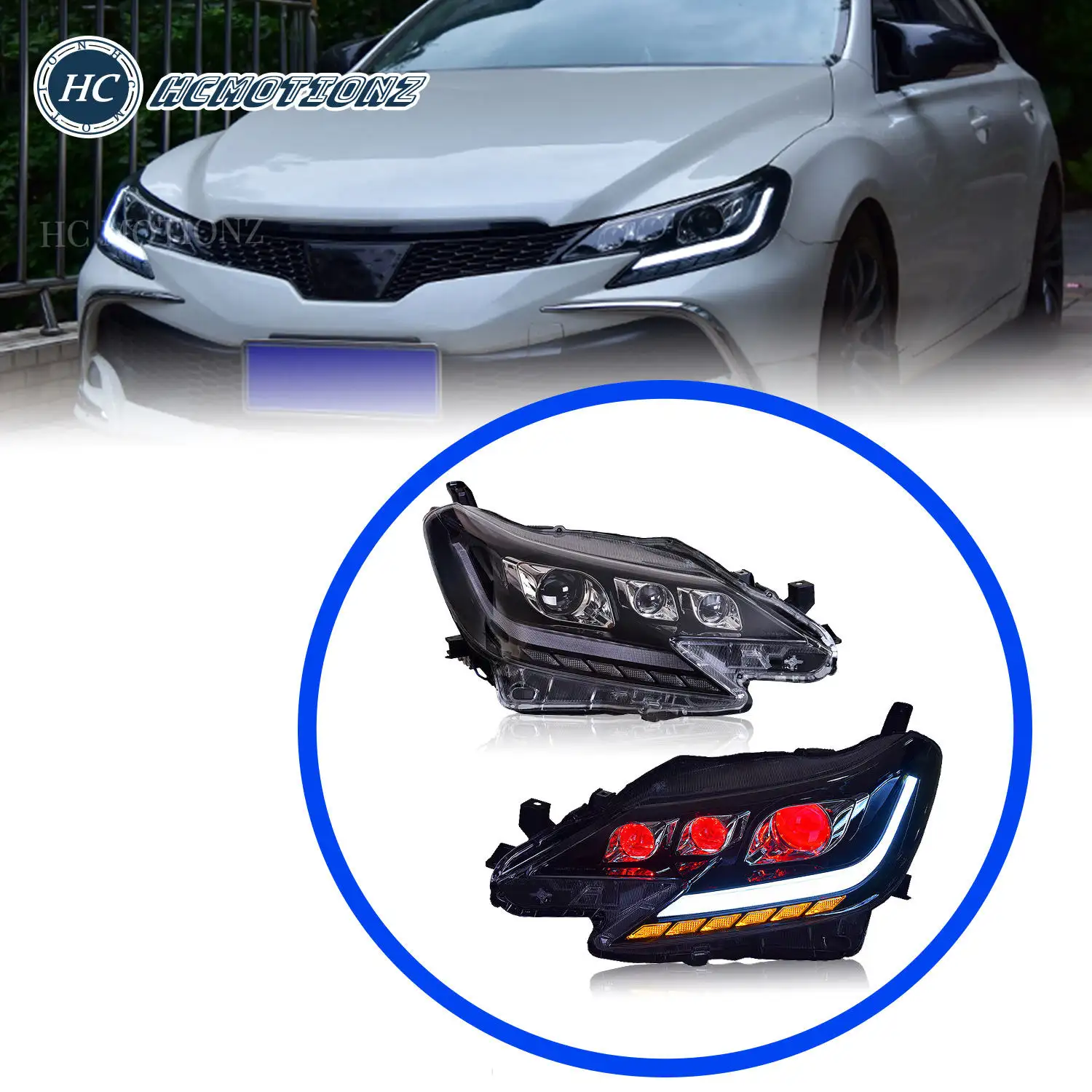 Rakitan lampu depan mobil, Reiz 2013-2019 memulai animasi lampu depan DRL untuk Toyota Mark X