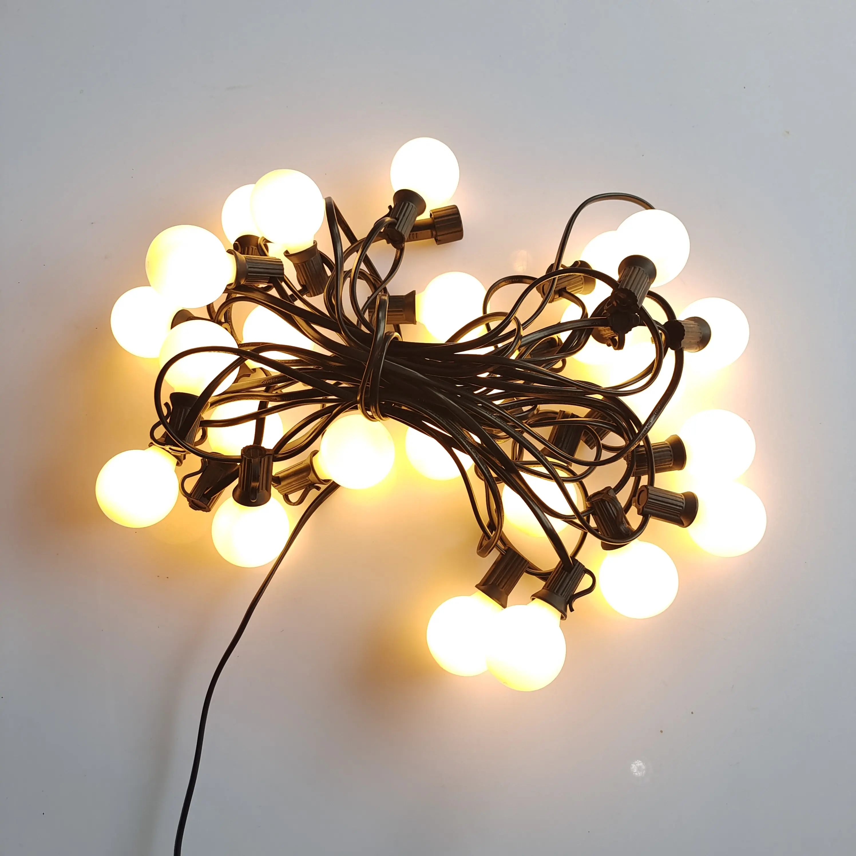 Guirlande lumineuse d'extérieur à lumière 50 LED, décorations de vacances Edison, avec abat-jour en plastique laiteux G40, pour le jardin, noël