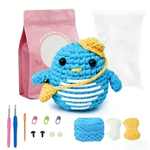 Kit de Crochet Amigurumi Pingouin en Peluche pour Débutants – Artisanat Textile Marin pour Noël, Idéal pour Adultes et Débutants - Product Image 1