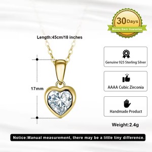 Phụ Nữ Của 14K Vàng Mạ S925 Sterling Bạc Vòng Cổ 4A Zirconia Tình Yêu Trái Tim Xương đòn Mặt Dây Chuyền Hợp Thời Trang Kim Cương Zircon - Product Image 4