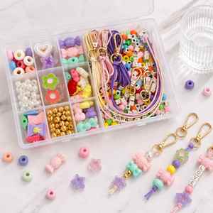 DIY Keychain Making Kit Pastel Candy Heart Bow Acrylic Beads Set with Cords & Gold Clasps <b>for</b> Bag Charm <b>Phone</b> <b>Lanyard</b> Supplies - Product Image 1