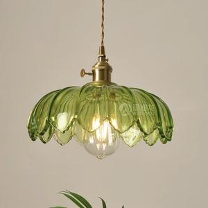 Old Shanghai Republican Era Nostalgic Countryside Lighting Fixtures <b>Green</b> Glass Retro Pendant <b>Light</b> Chandeliers Pendant <b>Lights</b> - Product Image 1