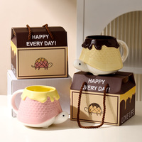 Tasse créative en nid d'abeille avec couvercle Conception de tortue mignonne Cadeau d'anniversaire pratique pour les filles Meilleur ami Cadeau Souvenir Tasse