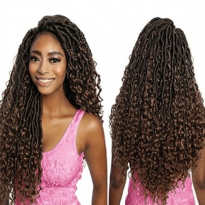 Extensions de cheveux synthétiques en gros pour tresses au crochet, Faux Goddess Locs pré-bouclées, Locs River Locs à pointes bouclées, ignifuges, individuelles - Product Image 1