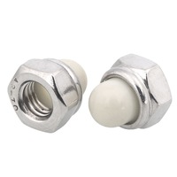 Écrous d'arbre à vis autolockants décoratifs en acier inoxydable DIN986 304 316, à tête hexagonale bombée, avec capuchon en nylon