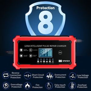 Chargeur <span class=keywords><strong>de</strong></span> batterie portable multi-véhicules 12V/6A pour voiture et moto, entretien automatique, fabricant OEM, vente en gros - Product Image 3