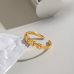 Bague ouverte en zircon <span class=keywords><strong>souverain</strong></span> pour femme, couleur <span class=keywords><strong>or</strong></span>, avec cristaux, bijou brillant, cadeau pour elle, style empilable, ton <span class=keywords><strong>or</strong></span> fin - Product Image 4