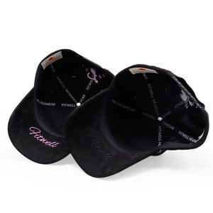 Casquettes de baseball de haute qualité à 5 panneaux en daim avec broderie personnalisée en points de chaînette, logo 3D et strass brillants - Product Image 5