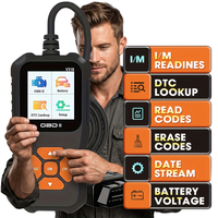 Escáner OBD2 para Coche Eléctrico, Lector de Códigos de Diagnóstico, Herramienta de Diagnóstico de Fallas del Motor en Inglés, Android, Plástico, Garantía de 12 Meses, Pantalla LCD