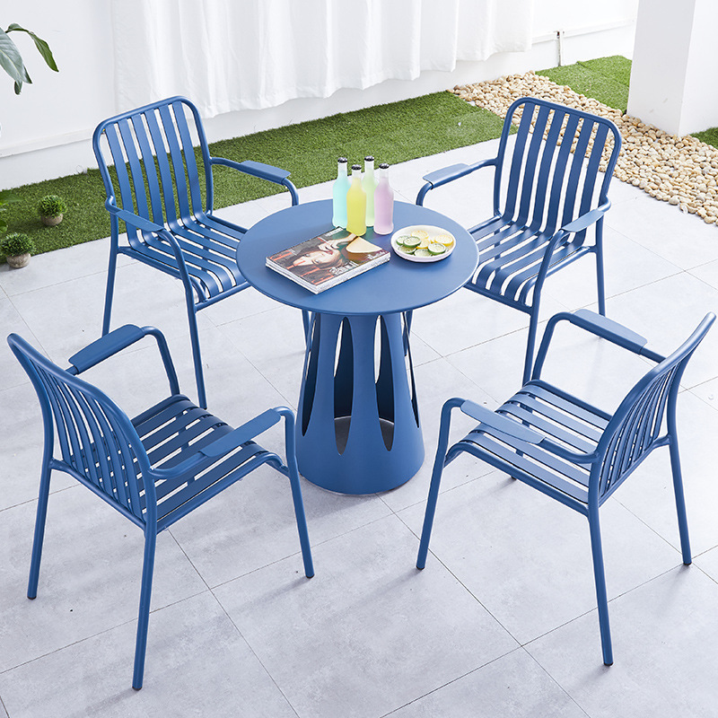 blue-4 chairs + 70cm hollowed-out coffee table