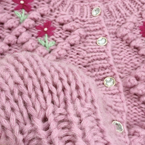AYMT & Girl hiver main <span class=keywords><strong>Crochet</strong></span> tricots avec motif femme O cou à manches longues tricot <span class=keywords><strong>Cardigan</strong></span> pull brodé pull - Product Image 6