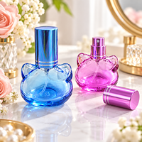 Botol Parfum Kaca Bentuk Kucing 10ml Custom, Botol Wewangian Mini Berwarna Kosong dengan Tutup untuk Kemasan Kosmetik