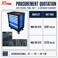 Armoire à outils RT TOOL à 6 tiroirs, 47*70*89cm, chariot à outils en métal sur roulettes pour l'entretien en usine, avec outils